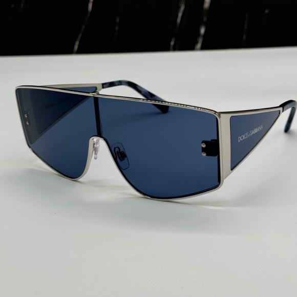 NEW DG2305 05/80 DOLCE&GABBANA SILVER BLUE OVERSIZED WOMEN SUNGLASSES - Picture 5 of 10
